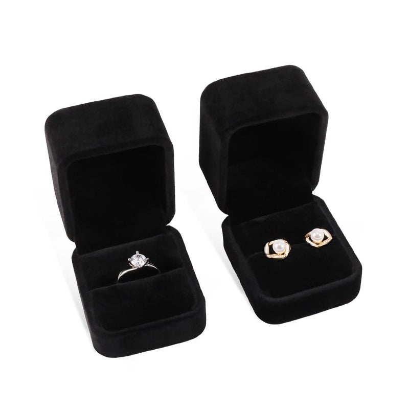 iSuperb 2 Pieces Velvet Ring Box Classic Jewelry Gift Boxes for Engagement, Proposal, Anniversary, Bridal Party Decor - Image 3